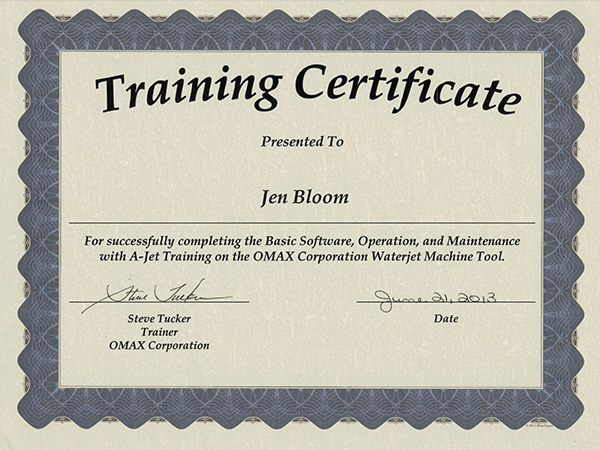 training certificate