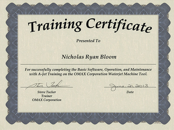 training certificate